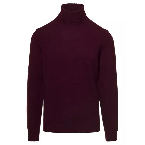 Свитер bordeaux turtleneck sweater with rib trim in wool Gaudenzi, мультиколор