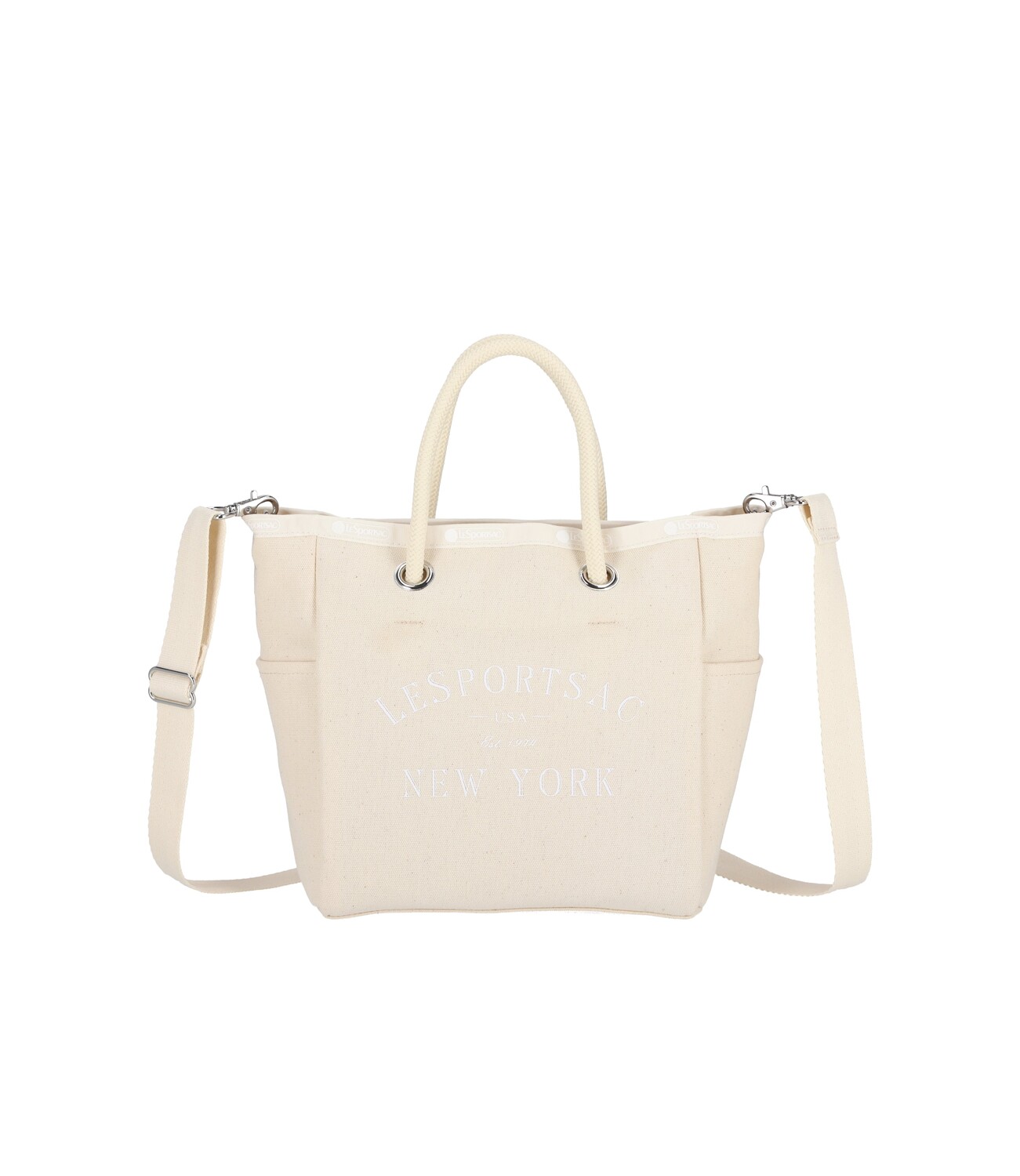 

Маленькая легкая сумка-тоут из парусины LeSportsac, цвет Meringue Canvas Logo