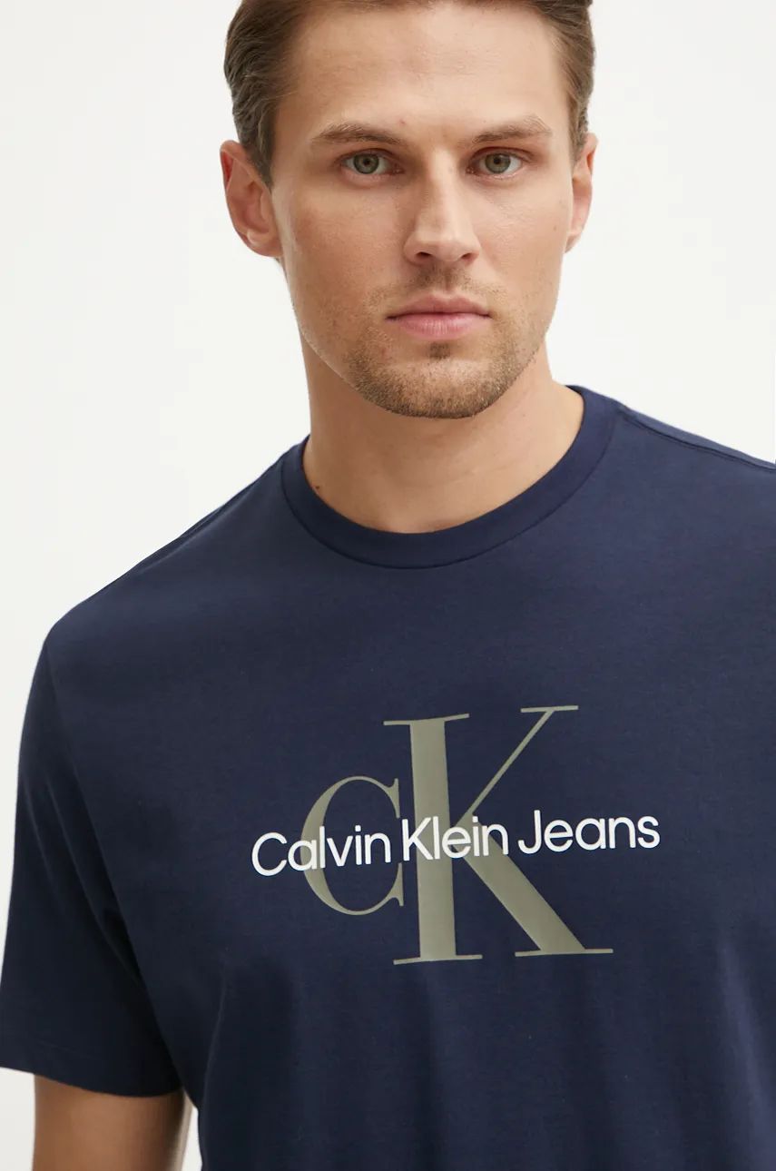 

Хлопковая футболка Calvin Klein Jeans, темно-синий