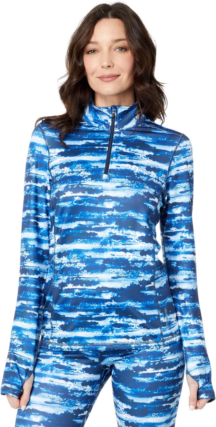 

Топ Hot Chillys Micro-Elite Chamois Printed Zip-T, цвет Salt Water