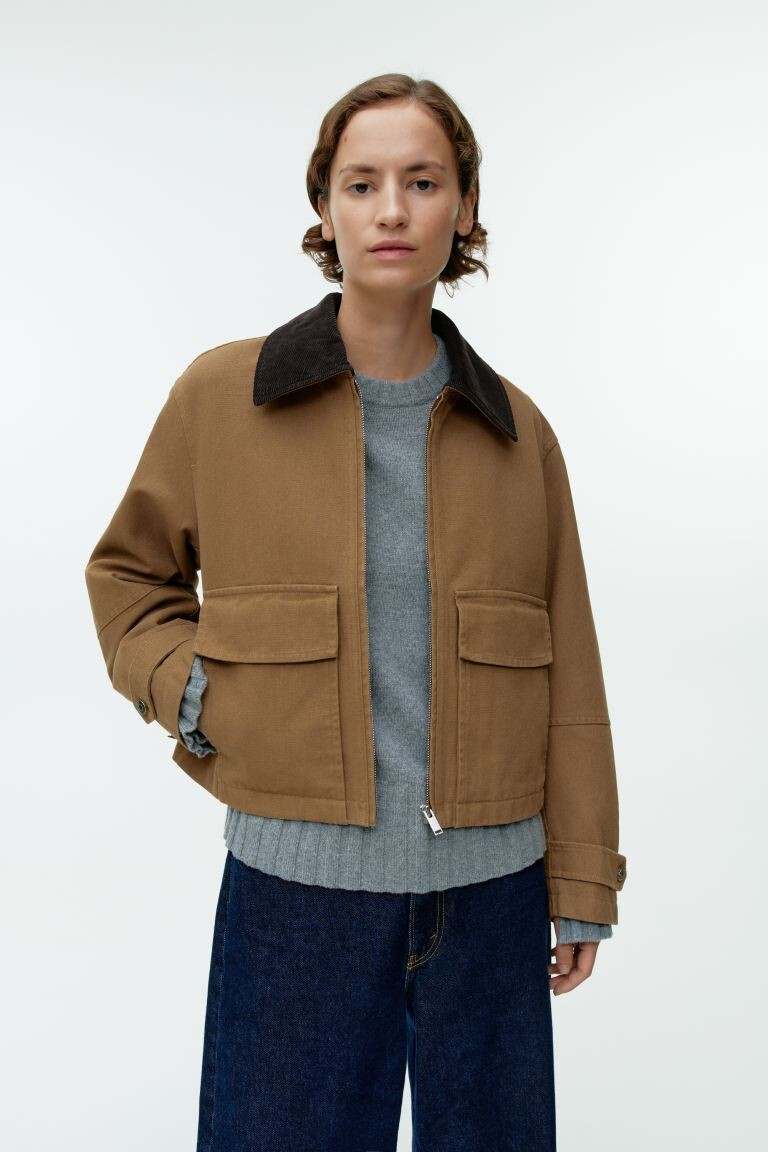 

Холщовая куртка на молнии H&M, коричневый