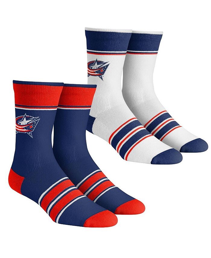 

Мужские и женские носки Columbus Blue Jackets, комплект из 2 носков Team Crew в несколько полосок Rock 'Em, синий