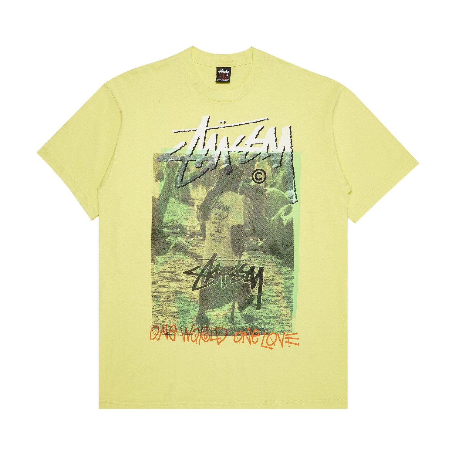 

Футболка Stussy Gear One World One Love, светло-желтая, Желтый
