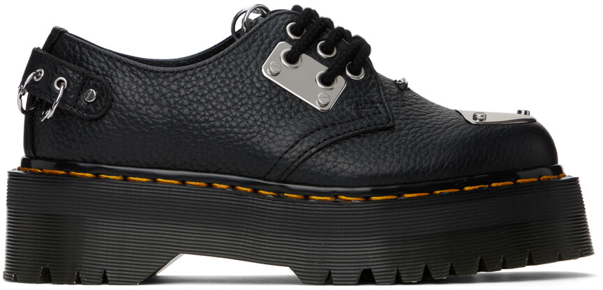 

Черные дерби из филированной кожи наппа 1461 с пирсингом Dr. Martens