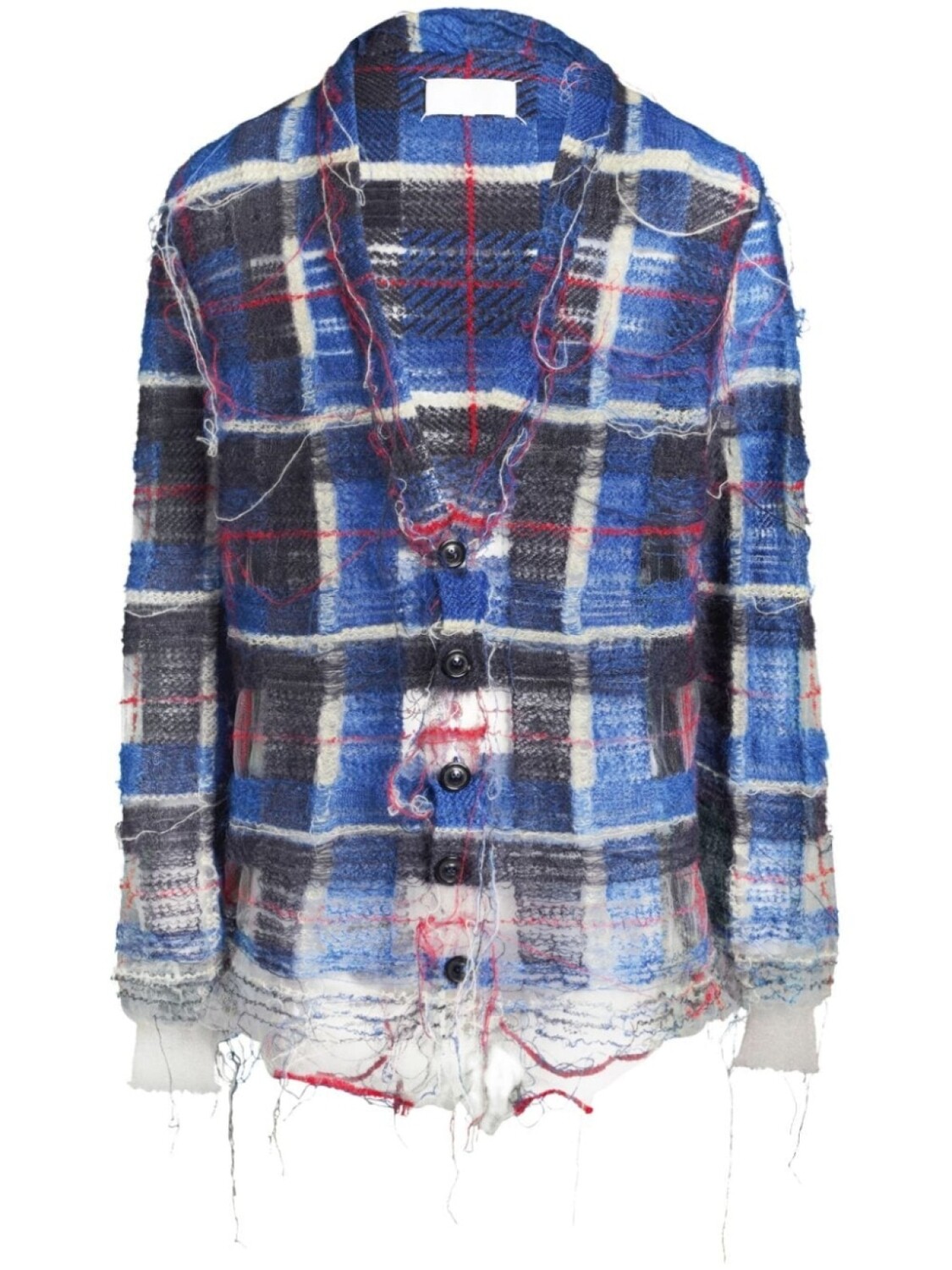 

Maison Margiela клетчатый кардиган с эффектом потертости, синий