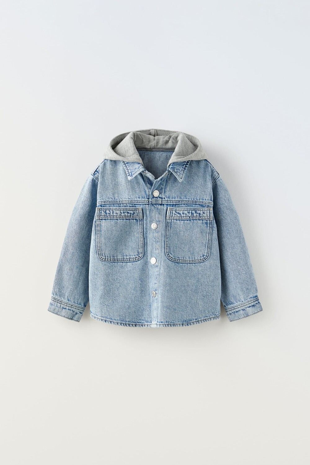 

Джинсовая куртка с капюшоном Zara, средне-синий