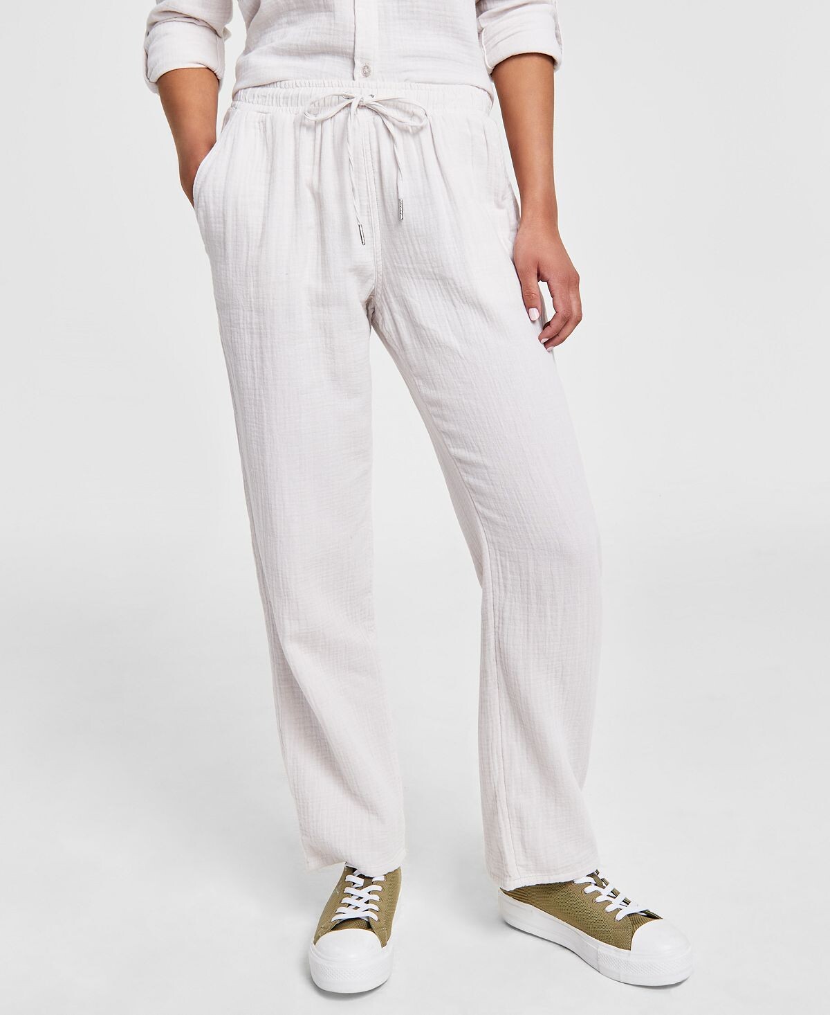 

Брюки без застежки из газового крепа Petite с кулиской Calvin Klein Jeans