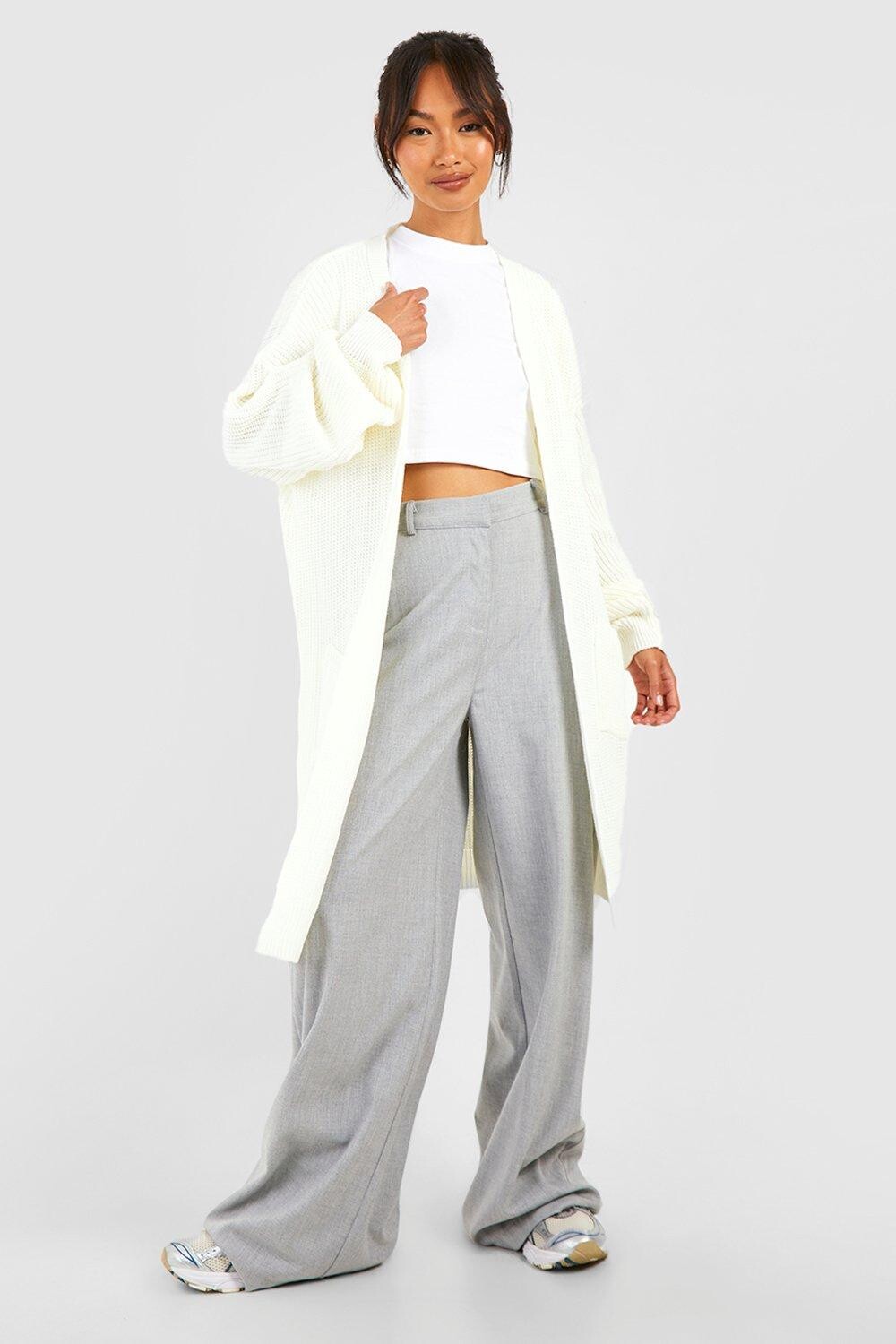 

Кардиган-бойфренд Fisherman Edge To Edge boohoo, белый