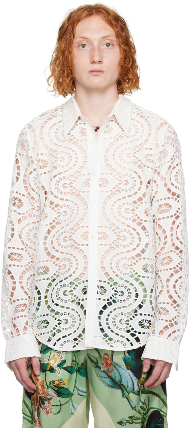

Белая волнистая рубашка Dries Van Noten
