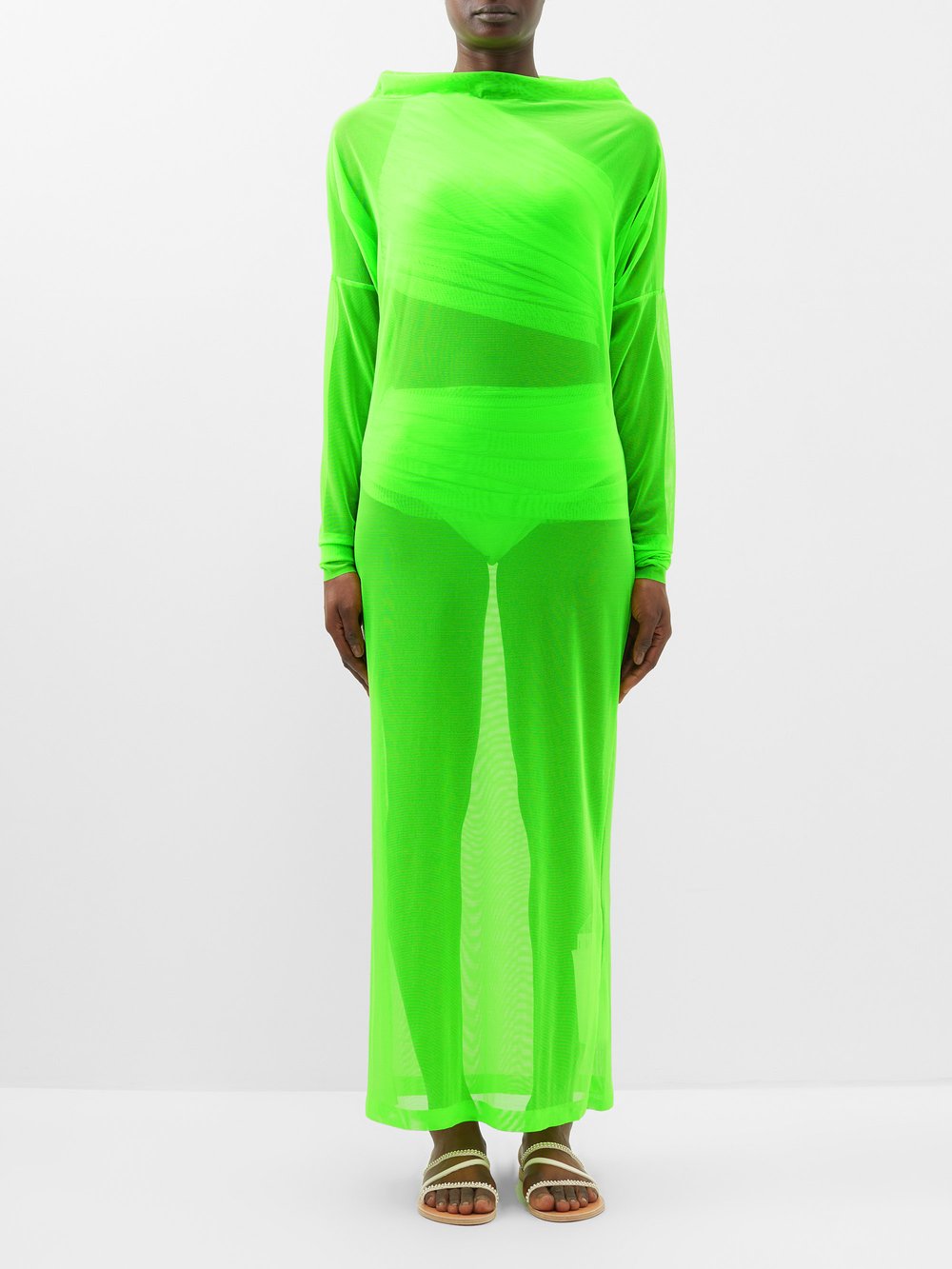 Сетчатое платье «все в одном» Norma Kamali, зеленый