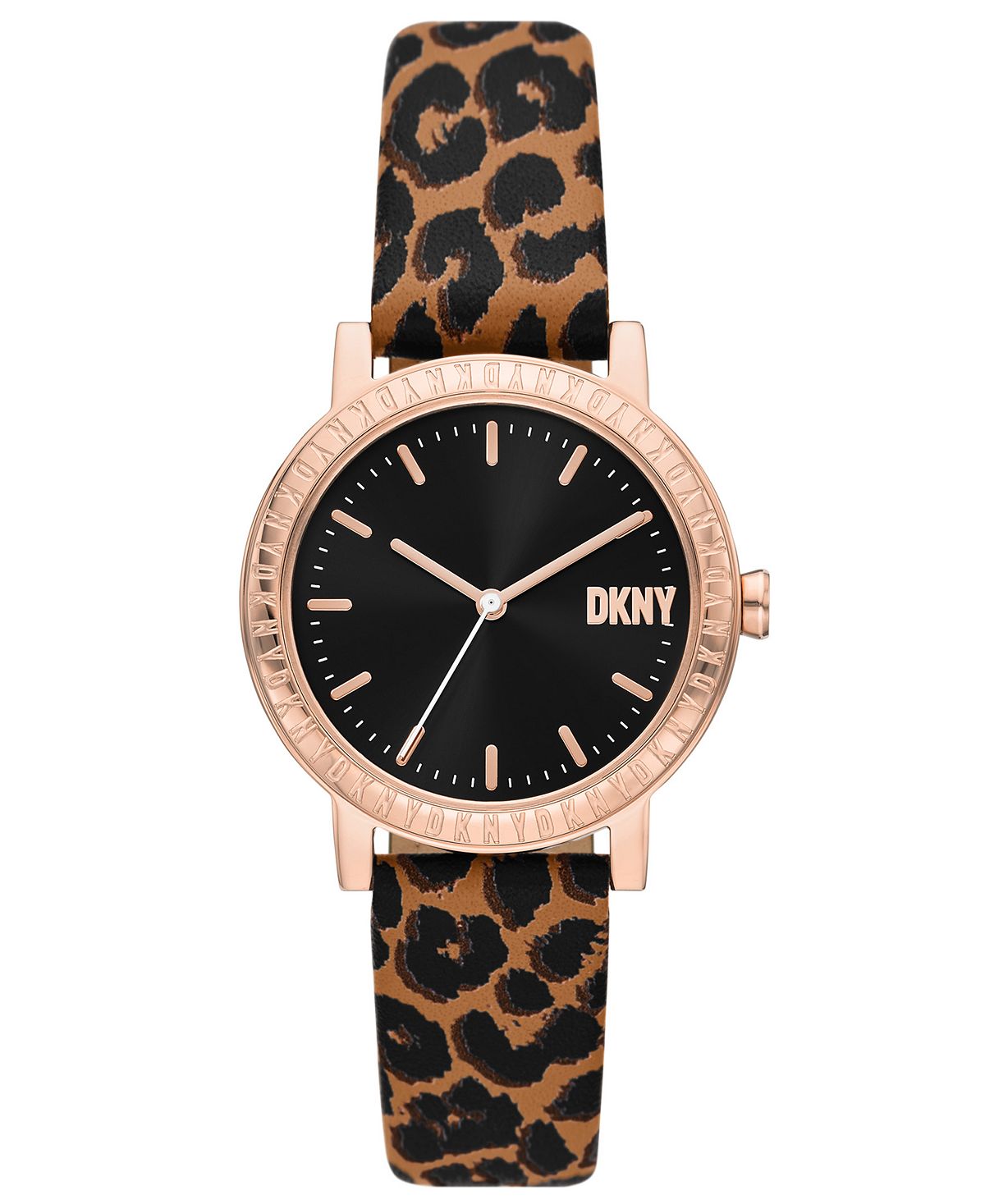 цена Женские часы Soho D с анималистическим принтом на кожаном ремешке, 34 мм DKNY