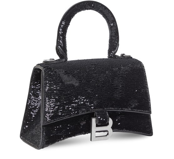 

Сумка Hourglass XS с пайетками Balenciaga, черный