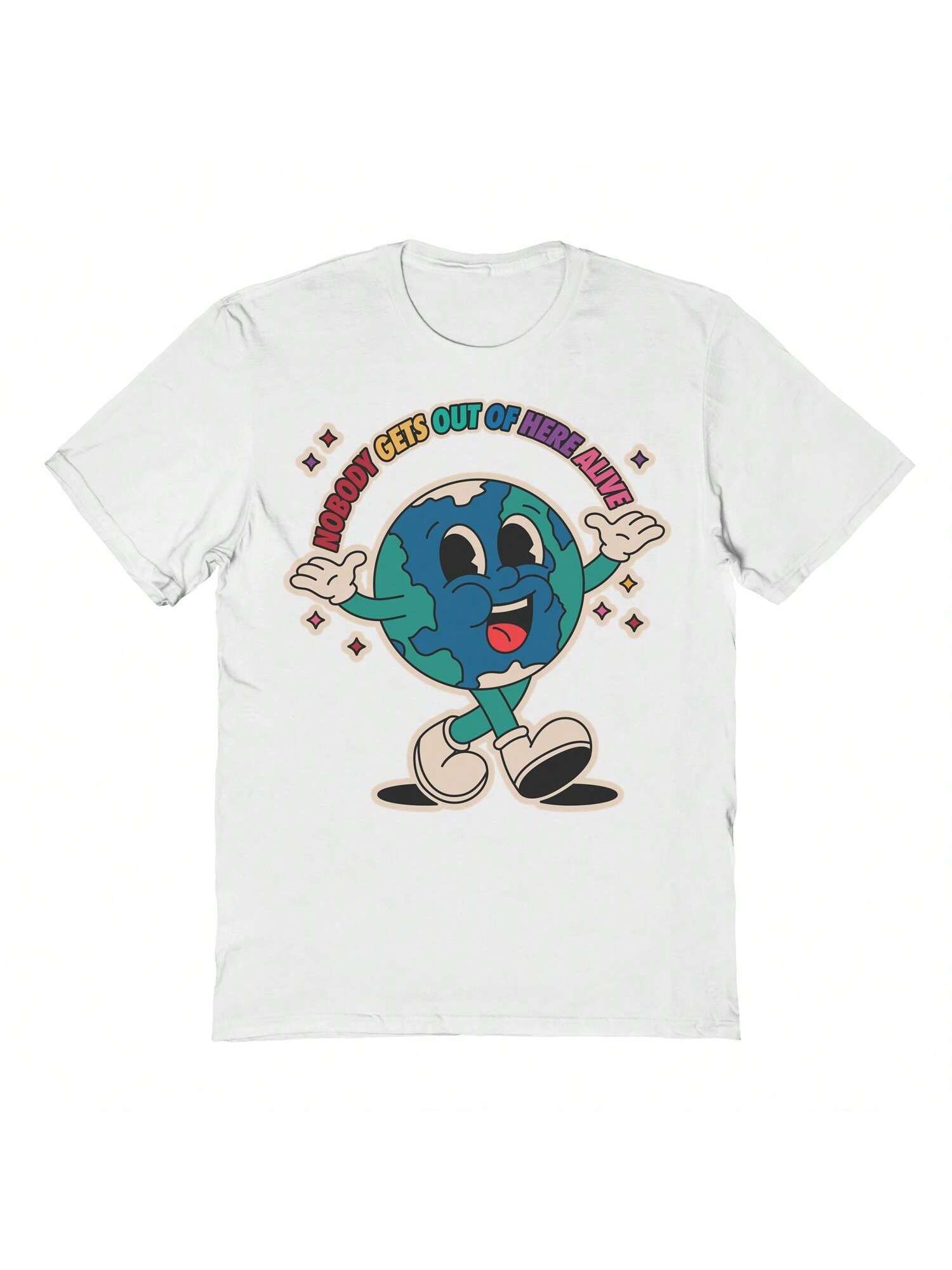 Хлопковая футболка унисекс с короткими рукавами и графикой Pop Creature Alive, белый