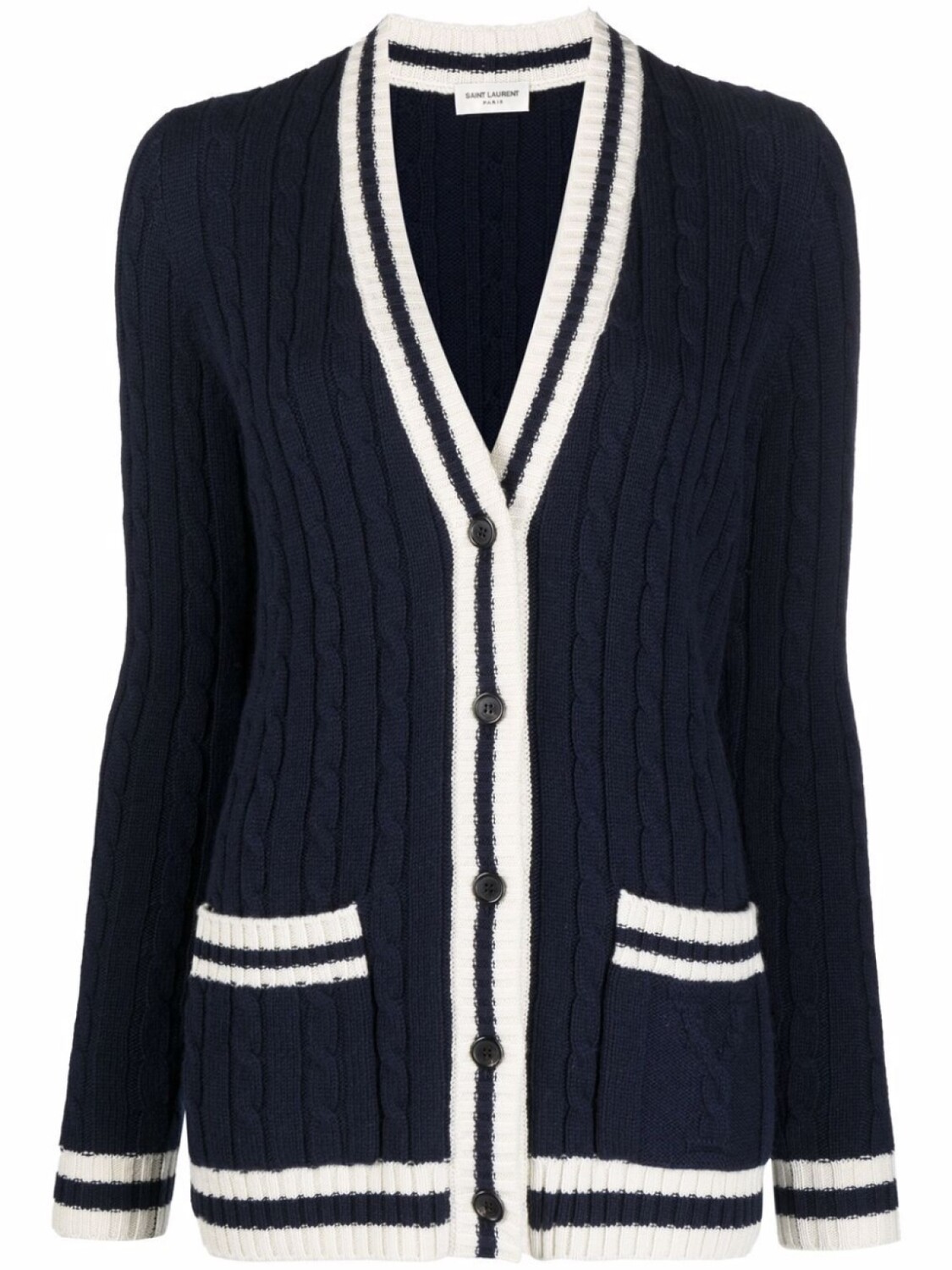 

Кашемировый кардиган фактурной вязки Saint Laurent, синий
