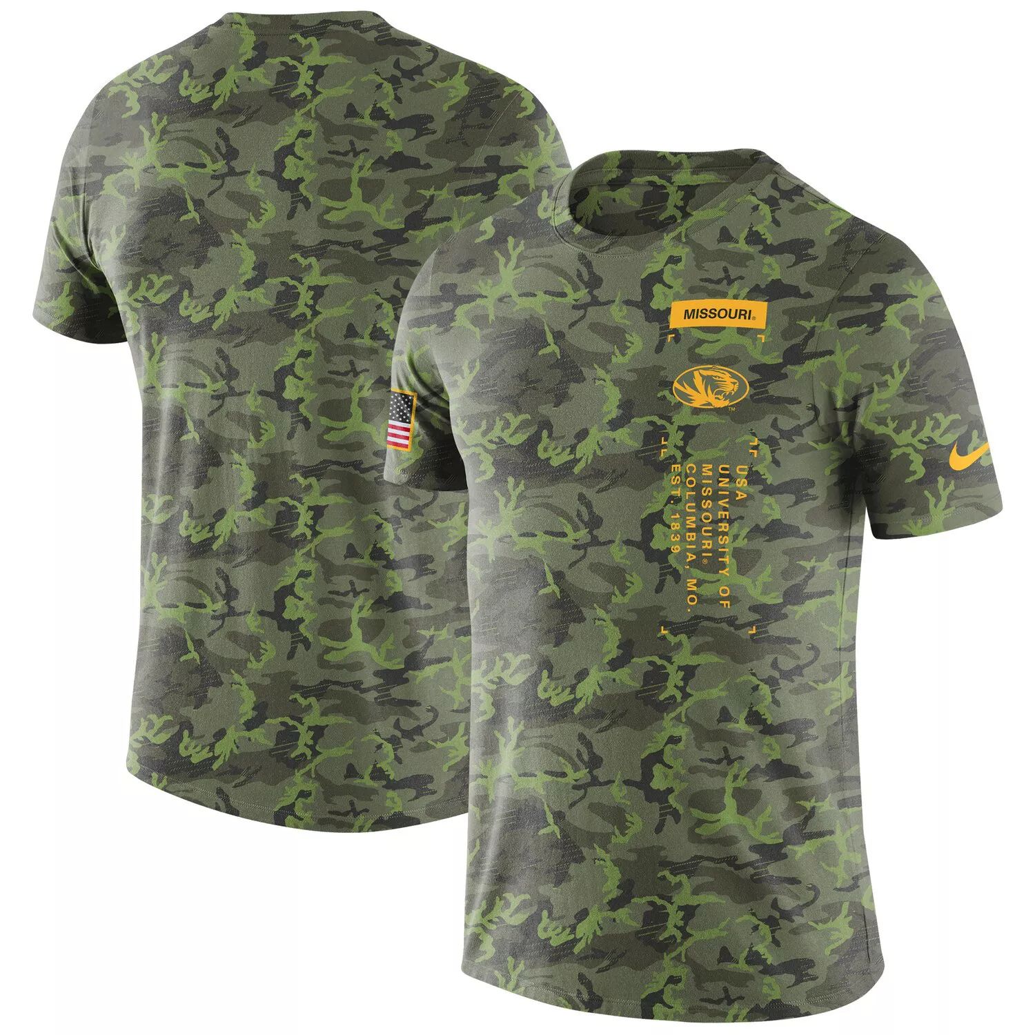 цена Мужская камуфляжная футболка в стиле милитари Missouri Tigers Nike