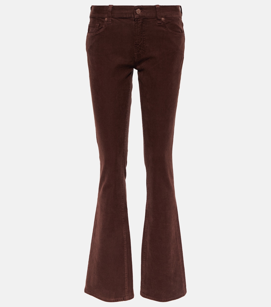 цена Расклешенные джинсы средней посадки 7 FOR ALL MANKIND, коричневый