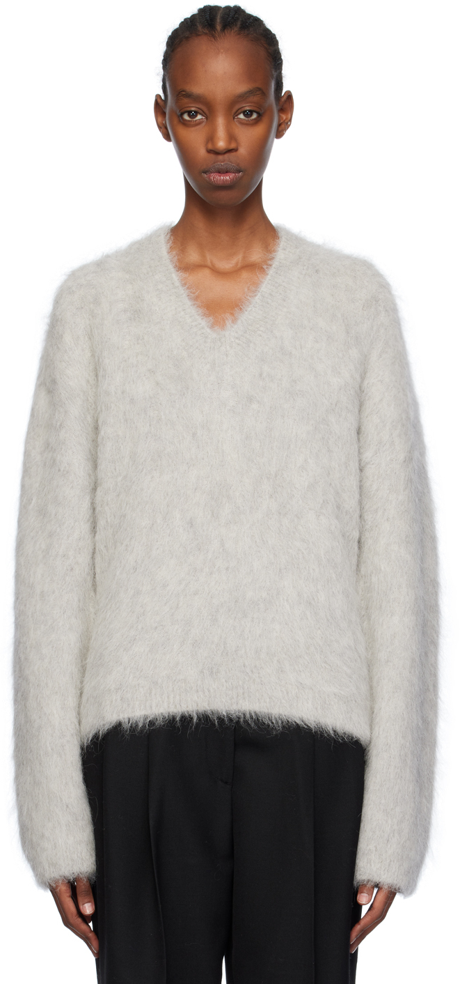 свитер женский серый меланж Серый свитер для миниатюрных размеров Toteme