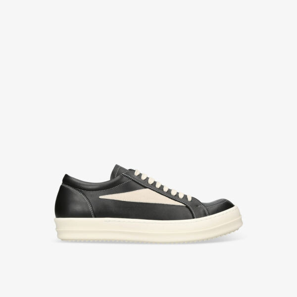 

Винтажные низкие кроссовки из зернистой кожи и замши Rick Owens, черный