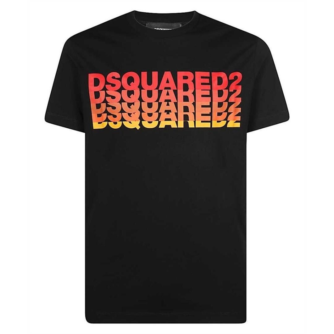 

Черная футболка с мультибрендовым логотипом Fading Dsquared2, черный