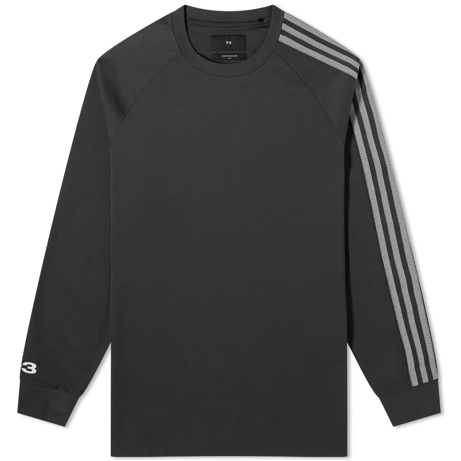 Футболка Y-3 3 Stripe Long Sleeve, цвет Black & Off White цена и фото