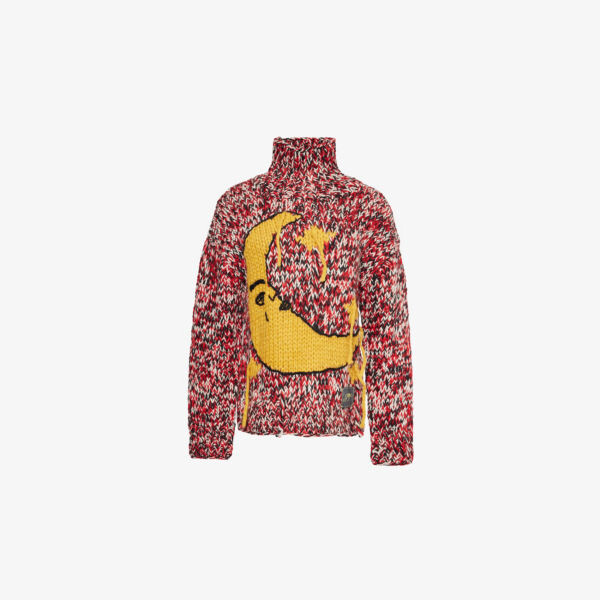 

Джемпер из шерсти с воротником-стойкой Crescent-Moon Ganni, красный