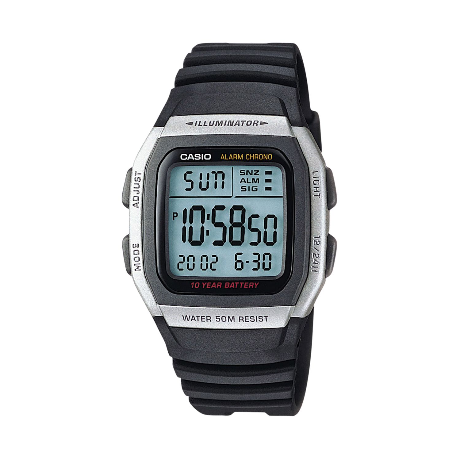 

Классические мужские часы с цифровым хронографом - W96H-1AV Casio