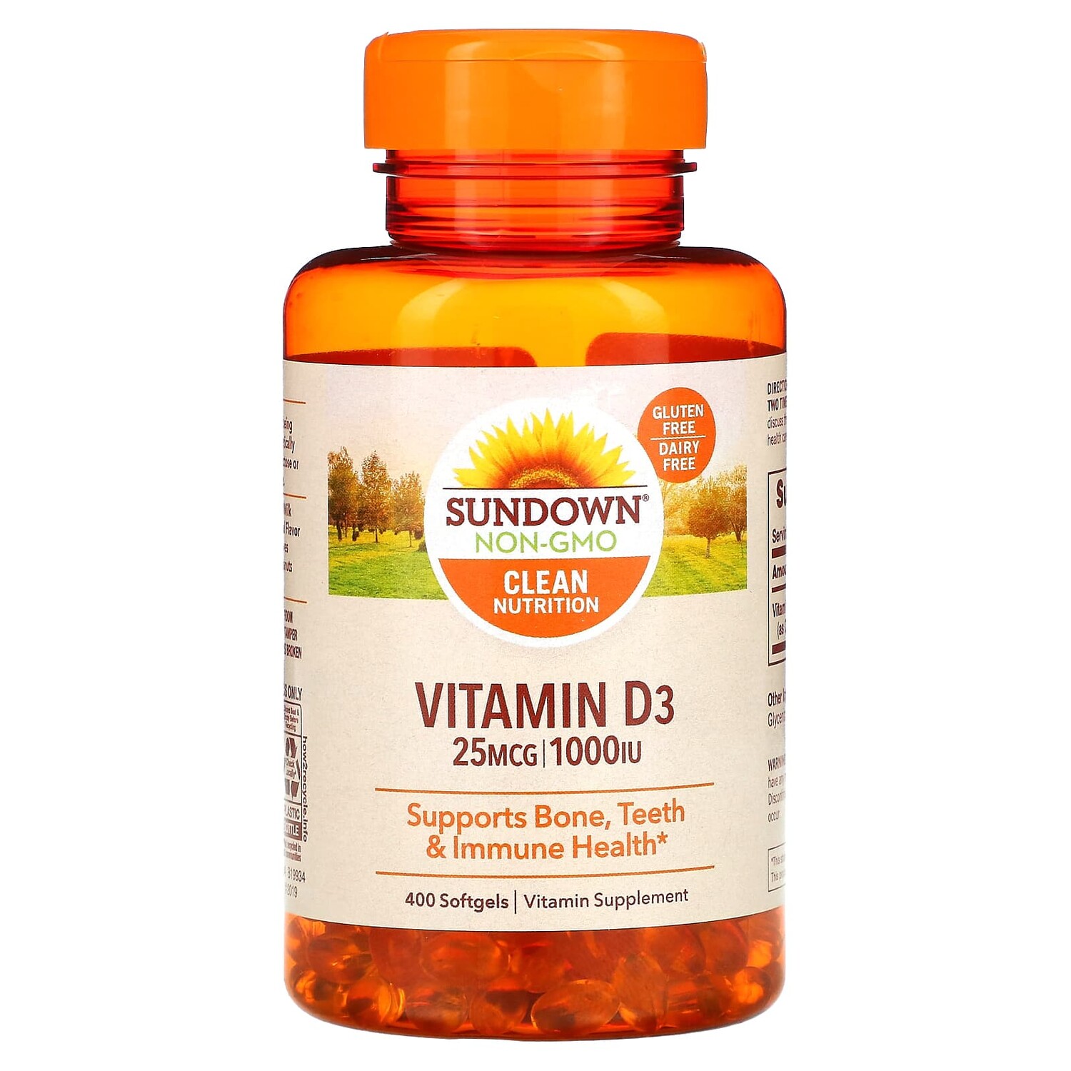 

Витамин D3, 25 мкг (1000 МЕ), 400 мягких таблеток, Sundown Naturals