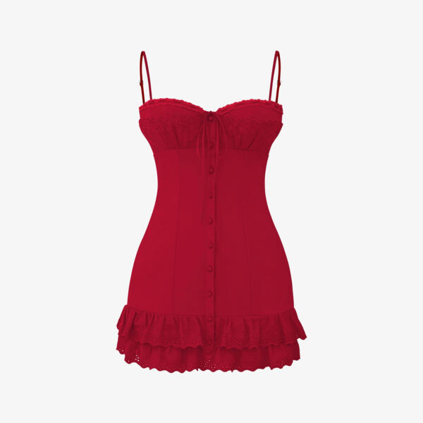 

Платье мини из эластичного хлопка с английской вышивкой luci broderie House Of Cb, цвет cherry