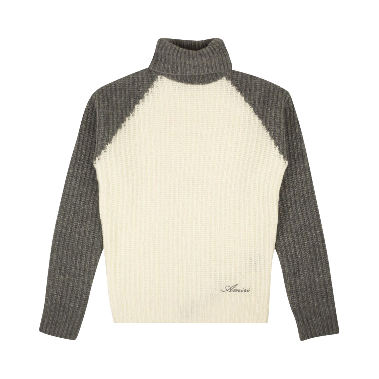 

Amiri Cashmere Водолазка с цветными блоками, цвет слоновой кости/серый