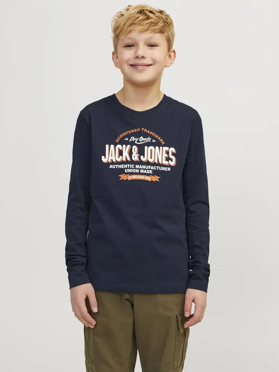 

Рубашка с длинными рукавами для подростков Jack & Jones "JJELOGO TEE LS O-NECK 2 COL NOOS JNR" Jack & Jones Junior, синий