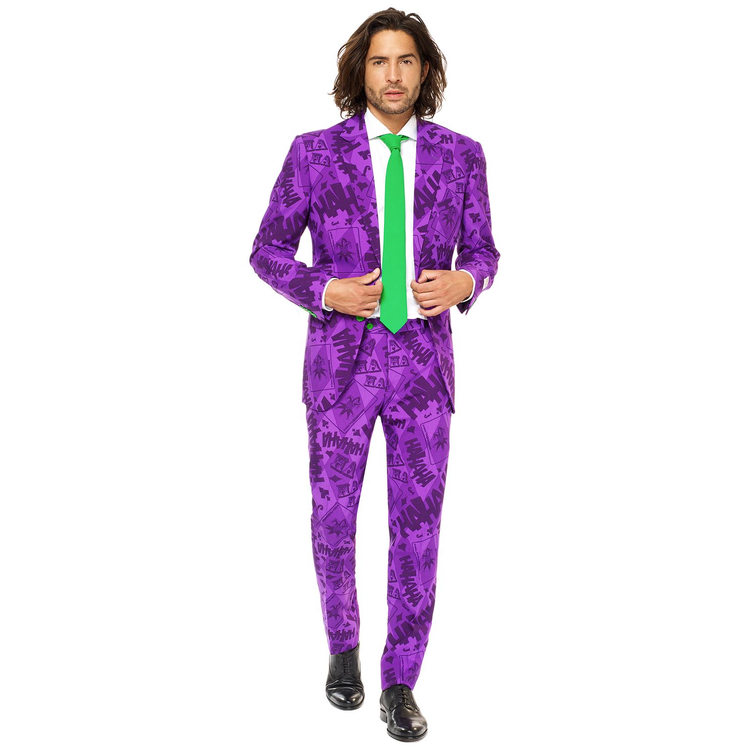 Мужской облегающий костюм и галстук The Joker OppoSuits, фиолетовый