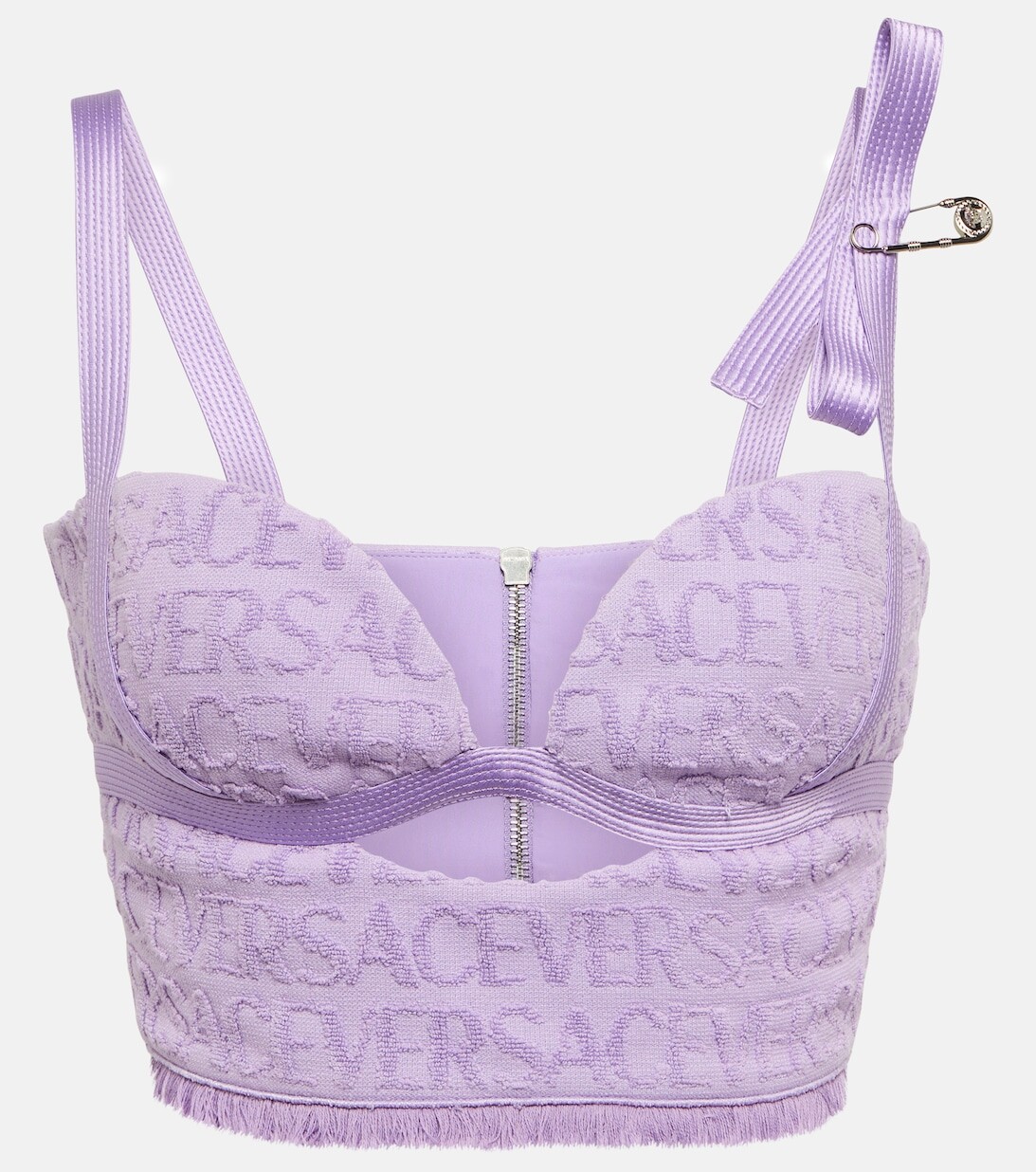 

Хлопковое бюстье с вырезами Versace Allover VERSACE, фиолетовый