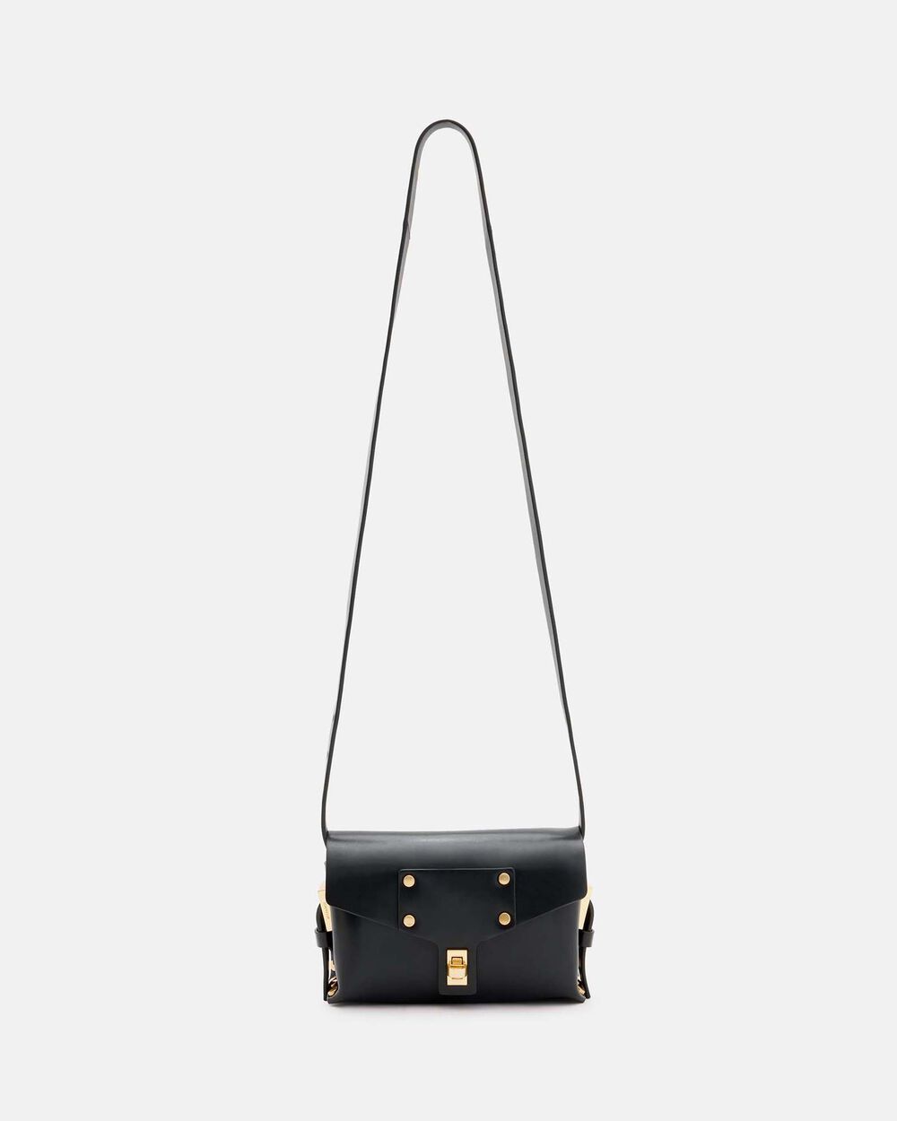 Миниатюрная кожаная сумка через плечо Miro AllSaints, черный фото