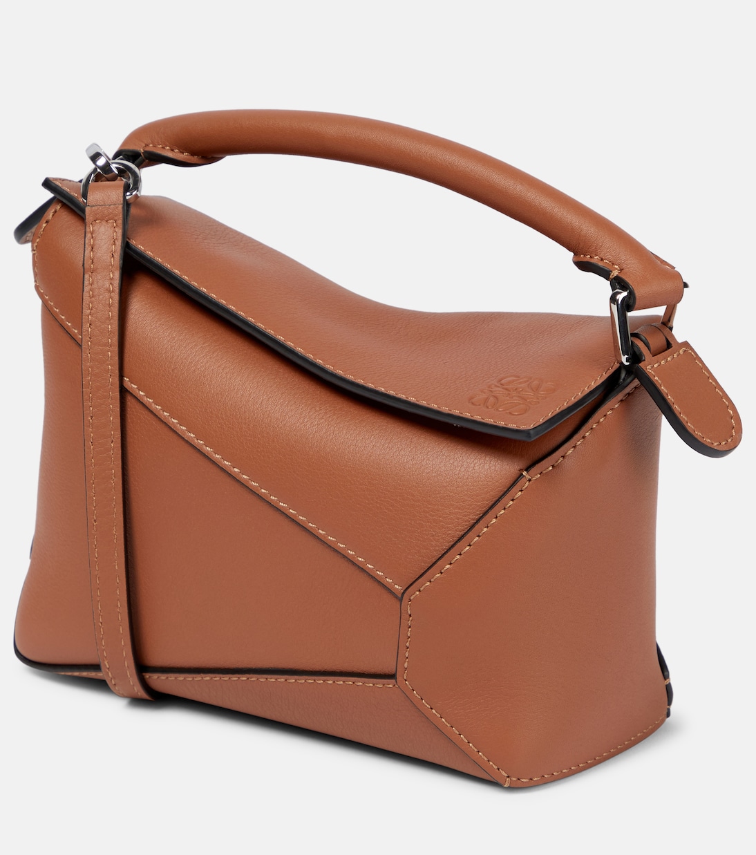 Миниатюрная кожаная сумка через плечо puzzle Loewe, коричневый