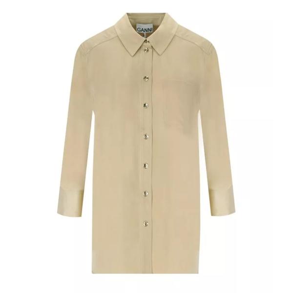 

Футболка beige satin shirt Ganni, бежевый