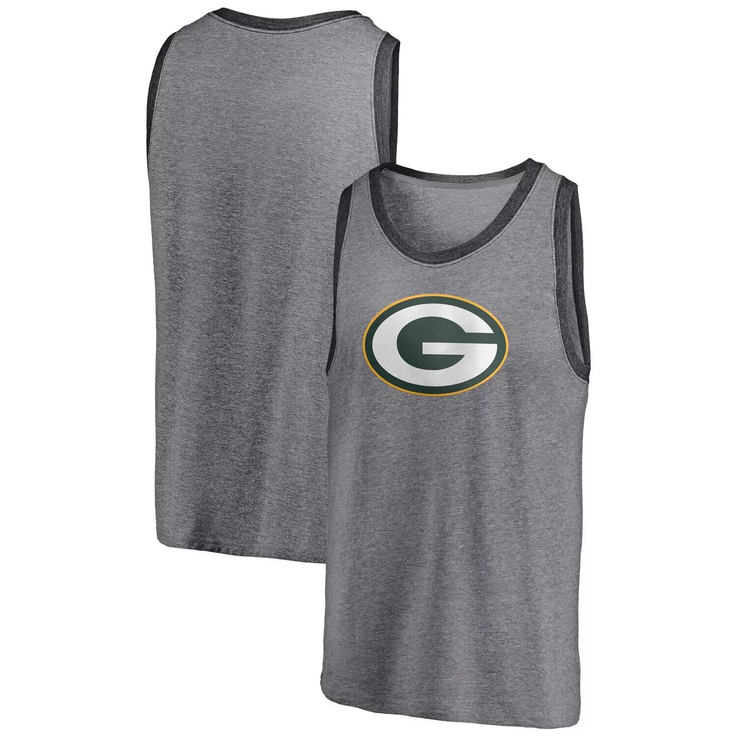 

Мужская майка Fanatics с принтом серого/темно-серого цвета с принтом Green Bay Packers Famous Tri-Blend