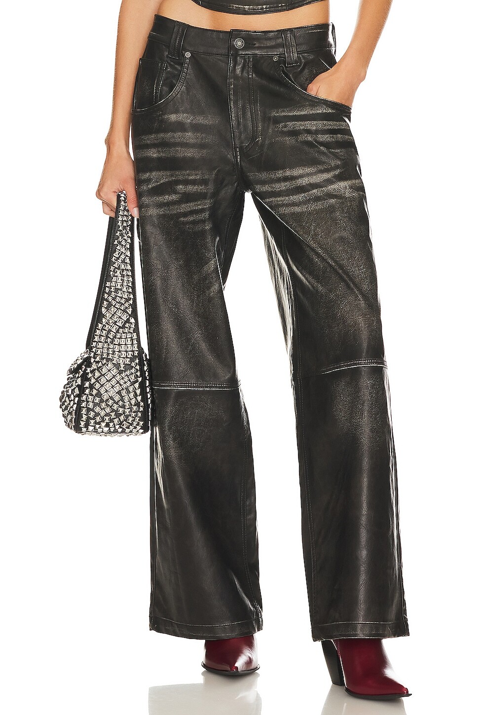 

Брюки Jaded London Distressed Faux Leather Colossus, цвет Black Wash