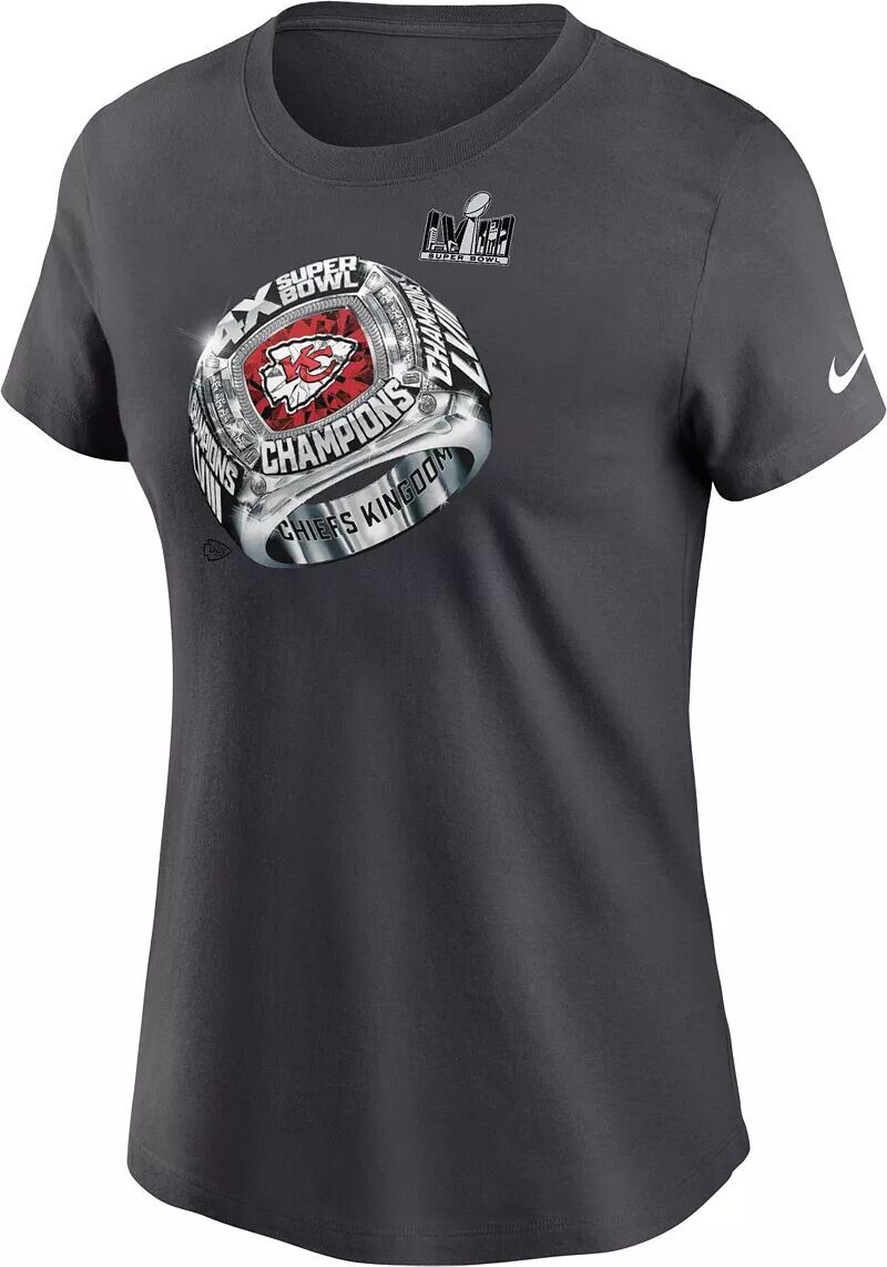 

Женская футболка Nike Super Bowl LVIII Champions Kansas City Chiefs Multi-Champs