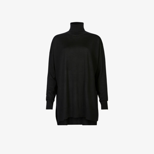 

Длинный джемпер Gala из мериносовой шерсти с высоким воротником Allsaints, черный