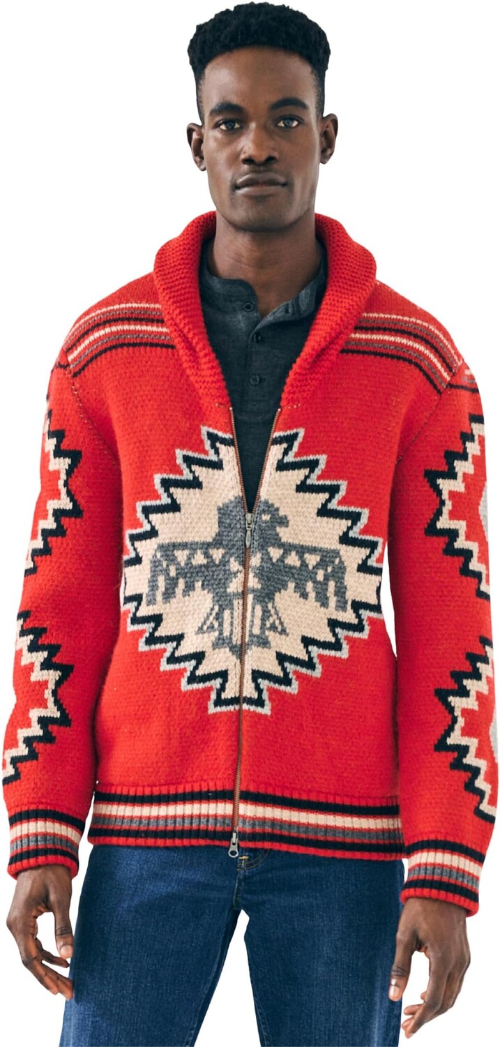 

Свитер SPJ Thunderbird Cardigan Faherty, цвет Red Thunderbird