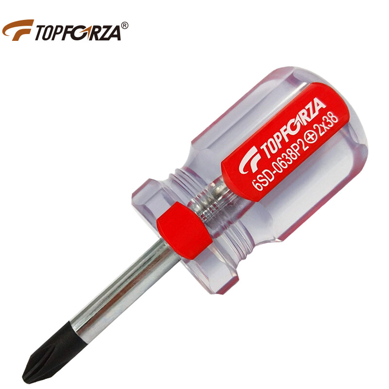 TOPFORZA 6SD-0638P2 крестовая отвертка S2 из легированной стали, прозрачная отвертка с цветной полосой и сильным магнитом # 2x6,0x38 мм, 1,5 дюйма