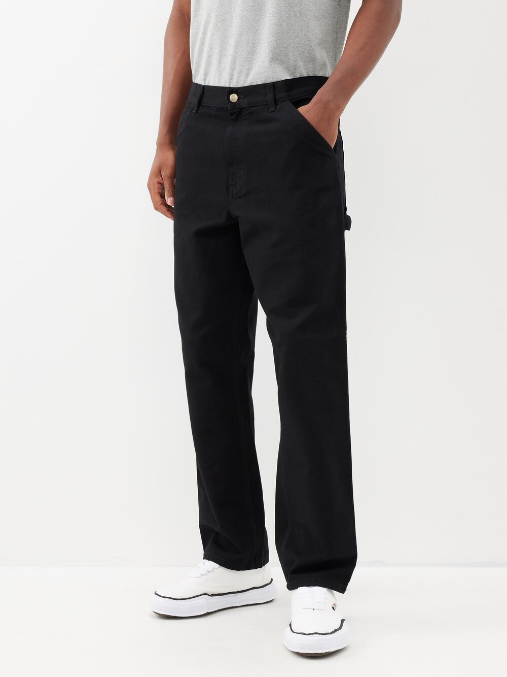 

Брюки single knee из парусины из органического хлопка Carhartt WIP, черный