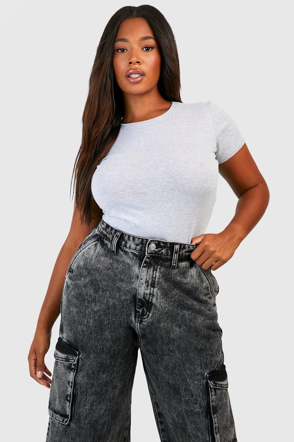 

Футболка из хлопка плюс Boohoo, серый