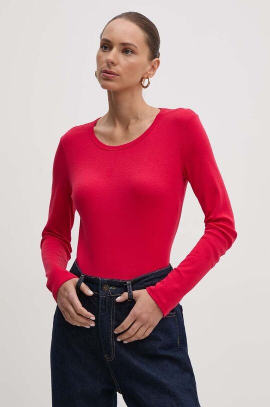 

Хлопковая рубашка с длинным рукавом United Colors of Benetton, красный