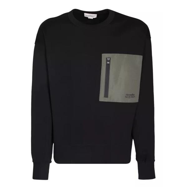 

Футболка crew neck cotton sweatshirt Alexander Mcqueen, черный