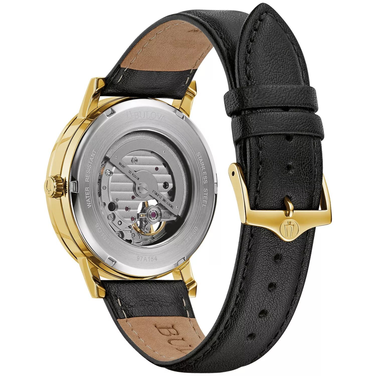 

Мужские автоматические часы из черной кожи — 97A154K Bulova