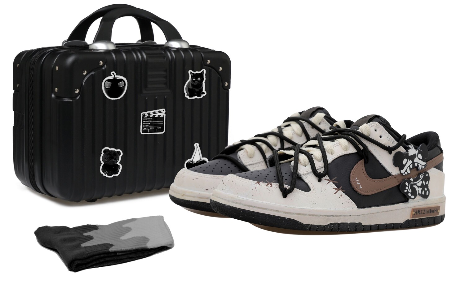 

Кроссовки Nike Dunk Skateboarding Shoes Women's Low-top Black/White/Brown, черный