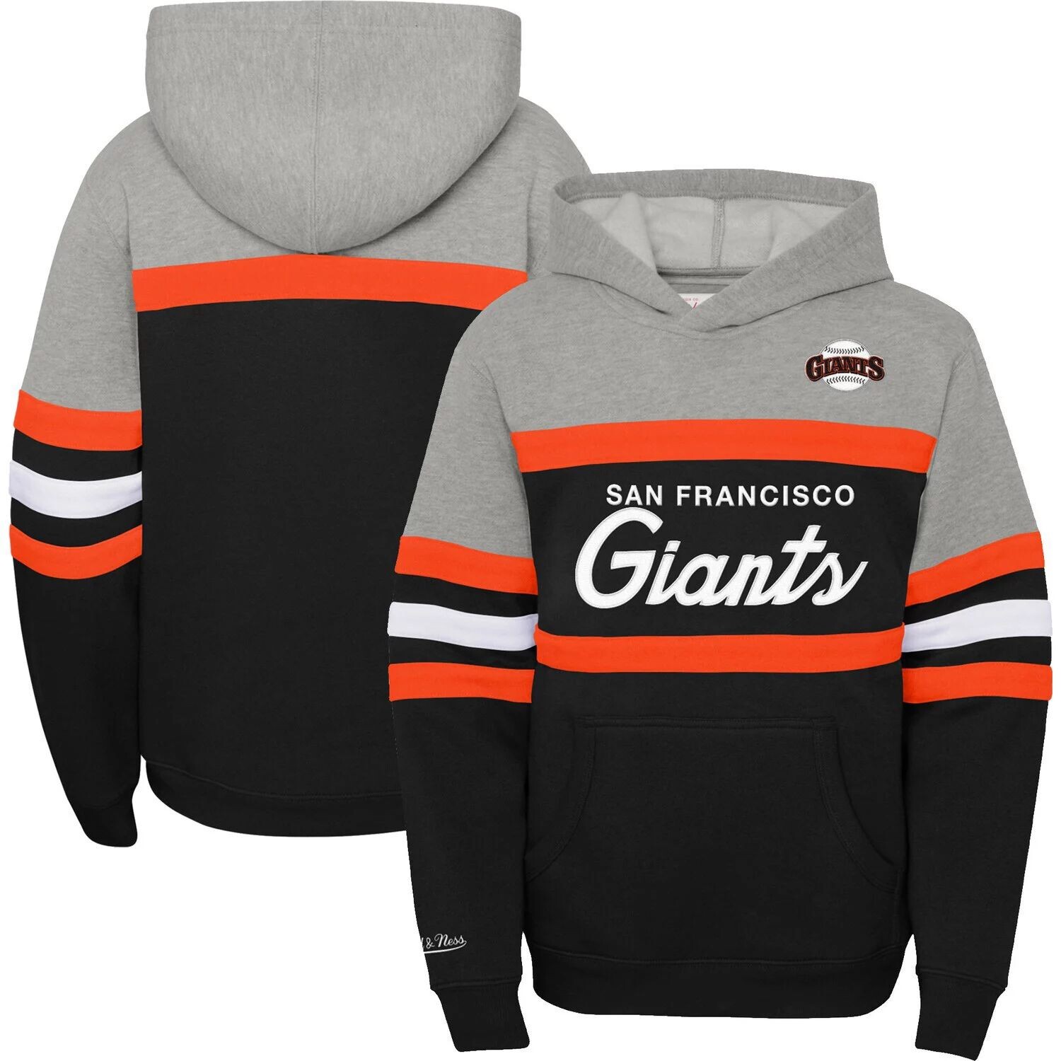 

Молодежный пуловер с капюшоном Mitchell & Ness Heather Grey/Black San Francisco Giants Cooperstown Collection Head Coach Unbranded