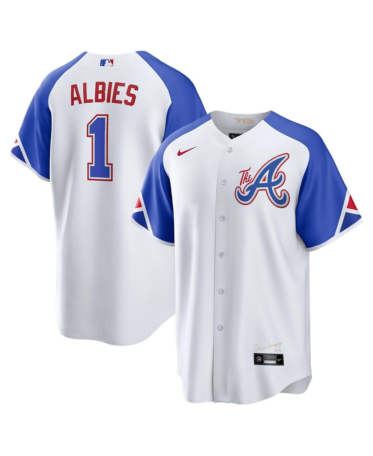 

Мужская белая футболка Ozzie Albies Atlanta Braves 2023 City Connect Replica Player Nike, Белый