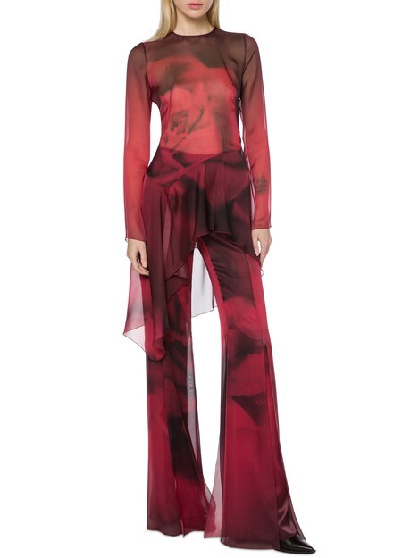 

Шифоновая рубашка с розовым принтом Alberta Ferretti